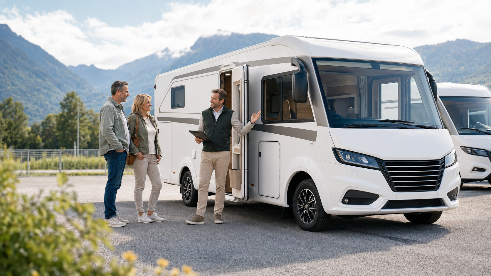 Professionelle Fahrzeugprüfung eines Campers